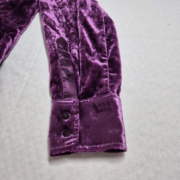 John Mark Women's Shirt Size PM Velvet Long Sleeve Button Tunic Eggplant (27) - Picture 8 of 14